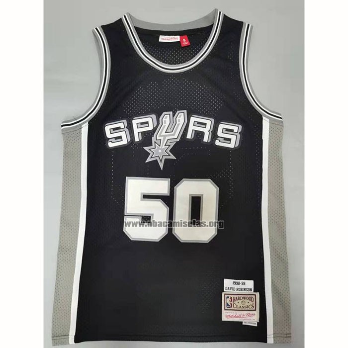 Camiseta San Antonio Spurs David Robinson NO 50 Mitchell & Ness 1998-99 Negro